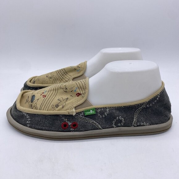 Sanuk Scribble Singing Birds Slip On Shoes Women’s Size 11 Sidewalk Surfer Flats - Picture 8 of 14